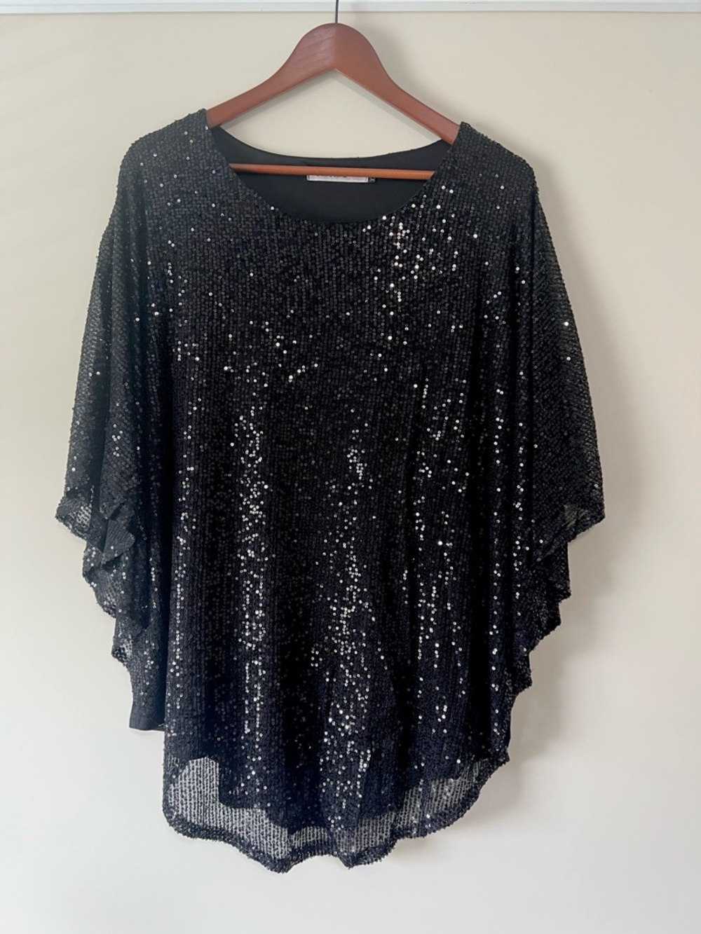 Origami by Vivien Black Sequin Layered Top